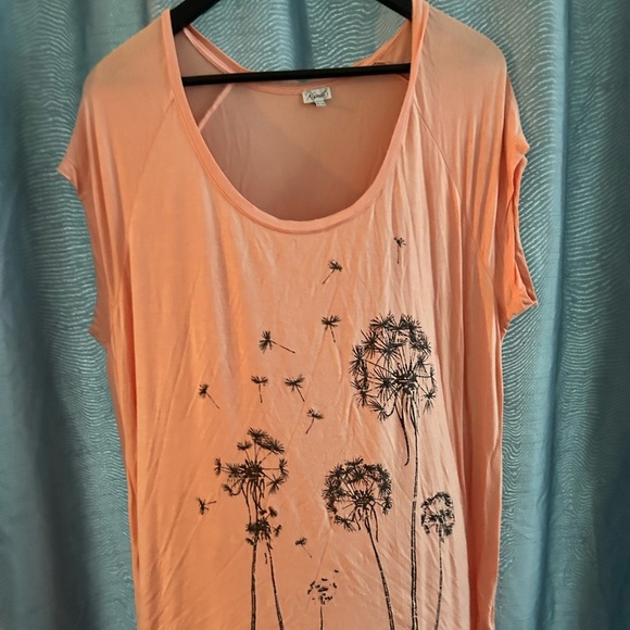 Kismet XL Coral Dandelion Print Short Sleeve Top New or like new - Picture 1 of 8